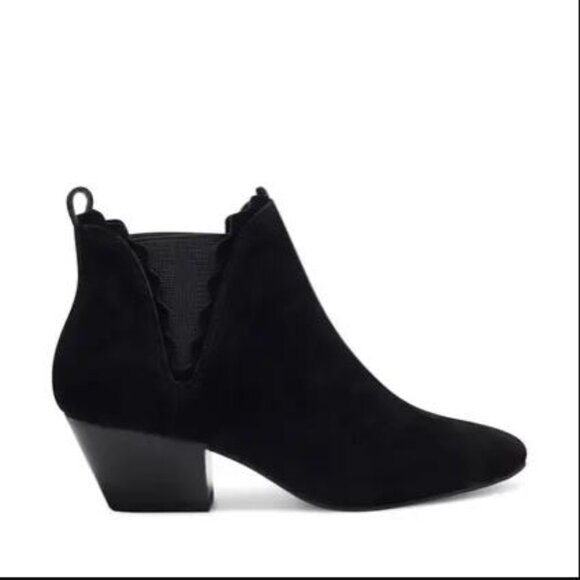 New Sole Society Candrah Cow Split Suede Leather Ankle Bootie, Black 7 1/2 - Picture 8 of 9